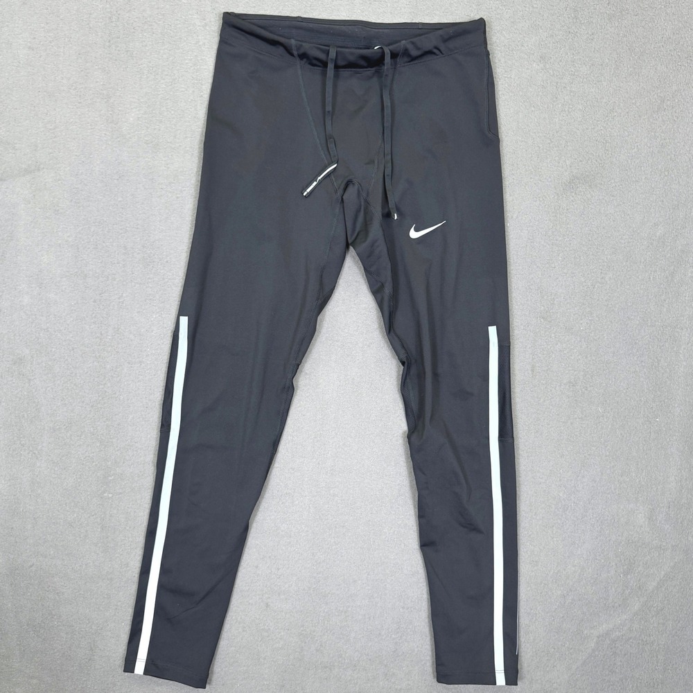 Nike Reflective Tech Running Tights Men L Black Dri-FIT 647235-010 Mesh Pants